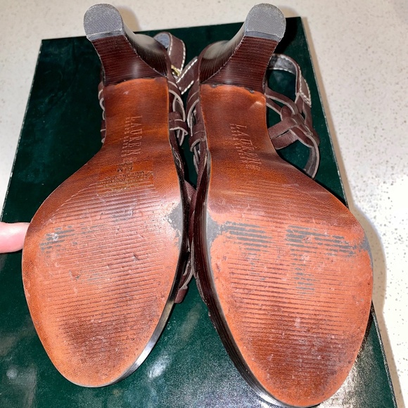 RALPH LAUREN SKYLAR DK BRN VACHETTA LEATHER HEEL SZ 6.5 - Picture 5 of 6